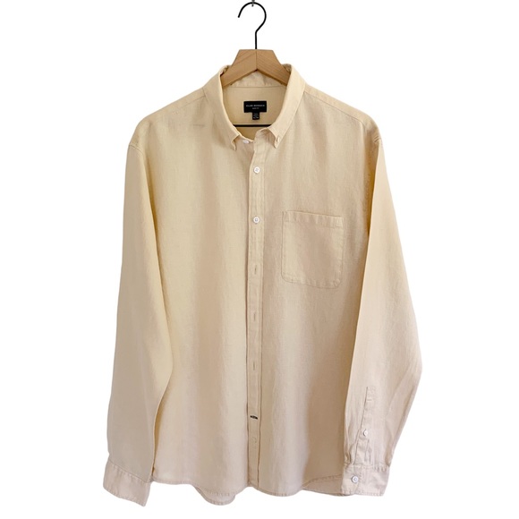 Club Monaco Yellow 100% Linen Slim Fit Shirt - Picture 6 of 8